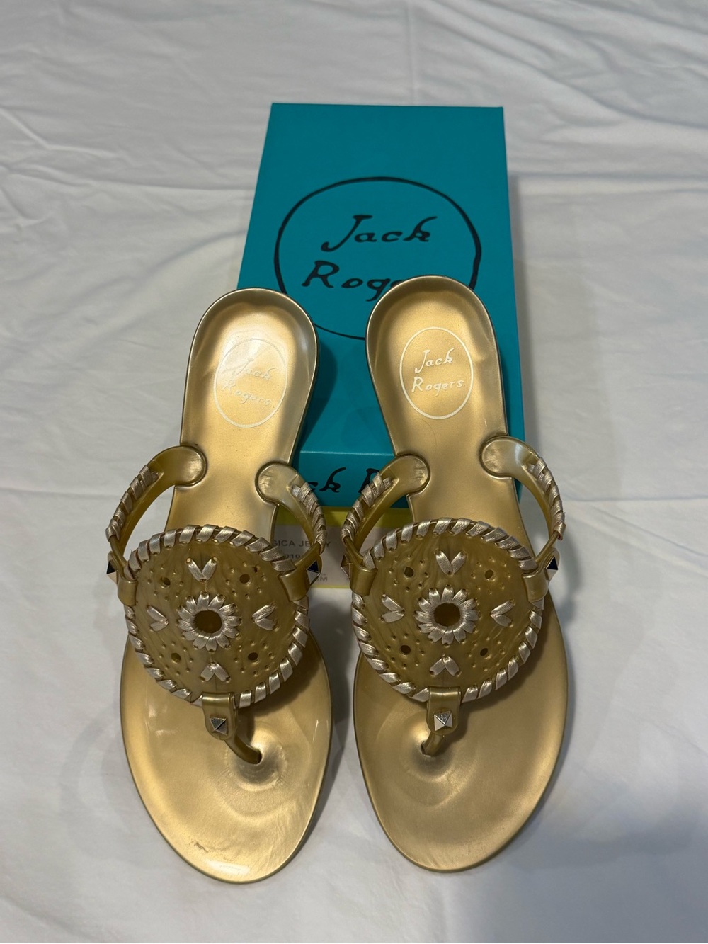 Jack Rogers Georgica Jelly Gold Size 8 Sandal